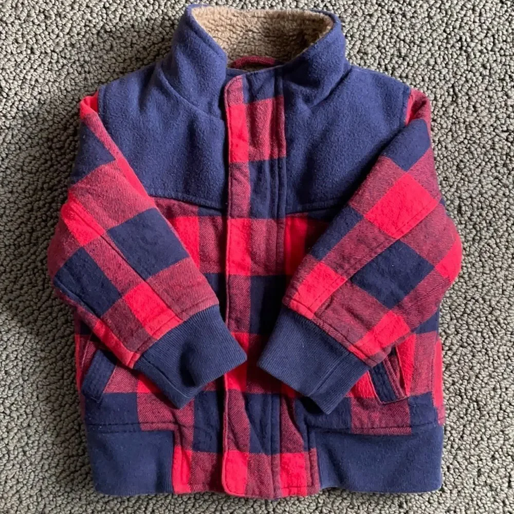OshKosh 24 M Lined Buffalo Print Zip Jacket